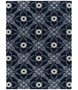 Kaleen Peranakan Tile Denim  HPT01-10 5 ft. 9 in. X 5 ft. 9 in.  Round Rug