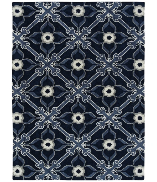Kaleen Peranakan Tile Denim HPT01-10-5959 RD 5 ft. 9 in. X 5 ft. 9 in. Round Rug