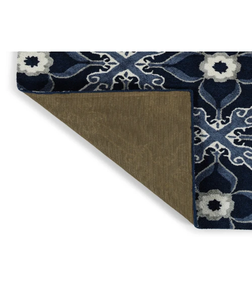 Kaleen Peranakan Tile Denim HPT01-10-5959 RD 5 ft. 9 in. X 5 ft. 9 in. Round Rug