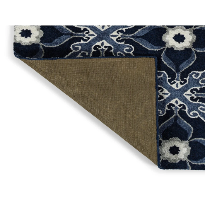 Kaleen Peranakan Tile Denim HPT01-10-7979 RD 7 ft. 9 in. X 7 ft. 9 in. Round Rug