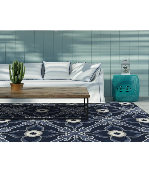 Kaleen Peranakan Tile Denim HPT01-10-5959 RD 5 ft. 9 in. X 5 ft. 9 in. Round Rug