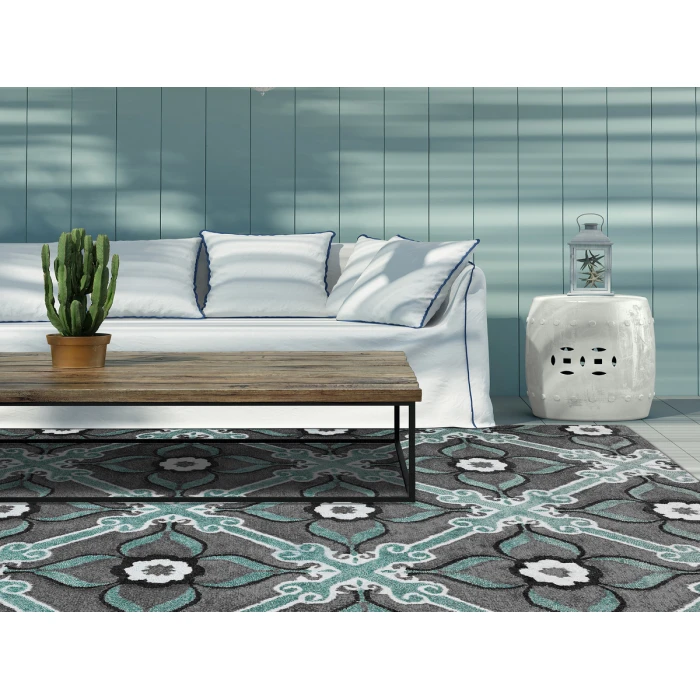 Kaleen Peranakan Tile Spa HPT01-56-5959 RD 5 ft. 9 in. X 5 ft. 9 in. Round Rug
