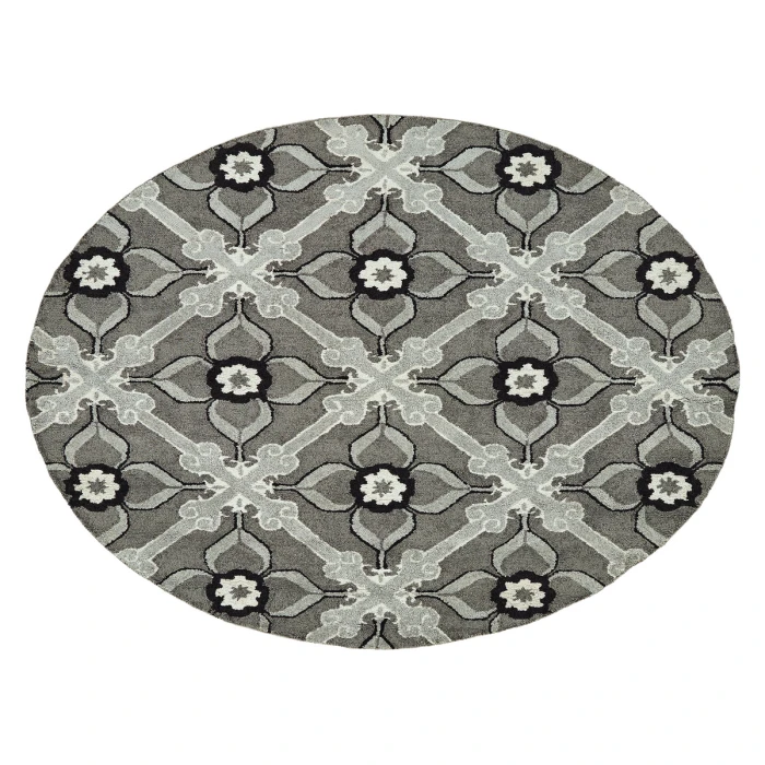 Kaleen Peranakan Tile Grey HPT01-75-58 5 ft. X 8 ft. Rectangle Rug