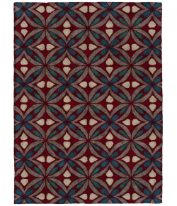 Kaleen Peranakan Tile Red HPT02-25 5 ft. 9 in. X 5 ft. 9 in.  Round Rug