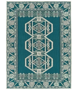Kaleen Warwick Teal TDW03-91 18 in. X 18 in.  Square Rug