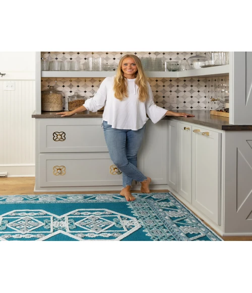Kaleen Warwick Teal TDW03-91-573 5 ft. X 7 ft. 3 in. Rectangle Rug