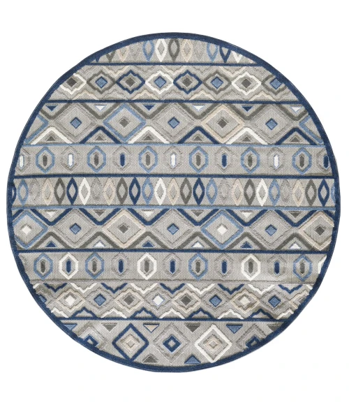 Kas Calla 6921 Grey/Blue Aztec Area Rug 6'7" x 9'