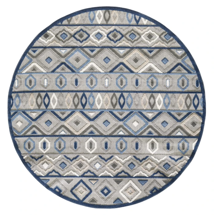 Kas Calla 6921 Grey/Blue Aztec Area Rug 7'10" x 9'10"