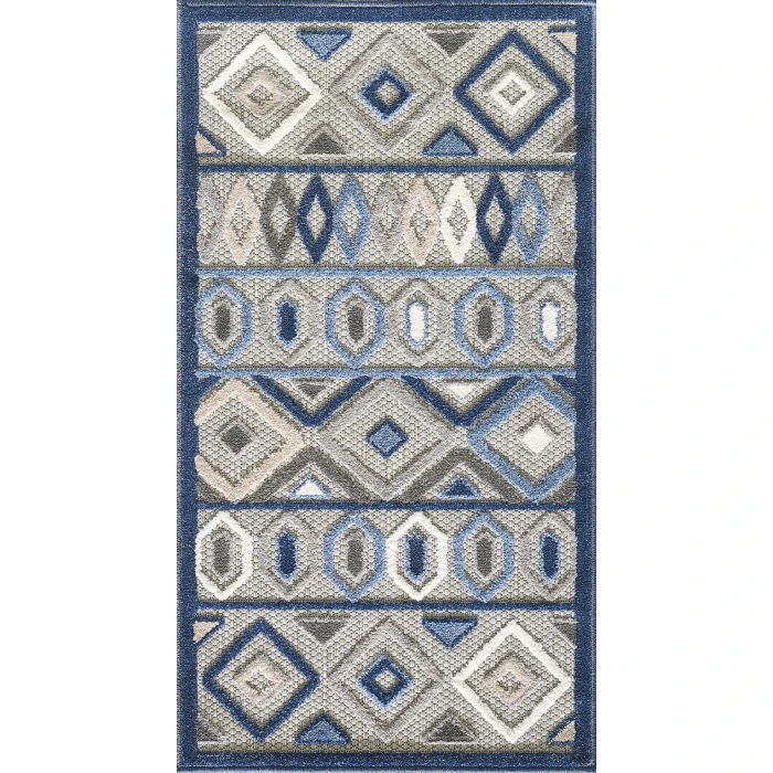 Kas Calla 6921 Grey/Blue Aztec Area Rug 7'10" x 9'10"