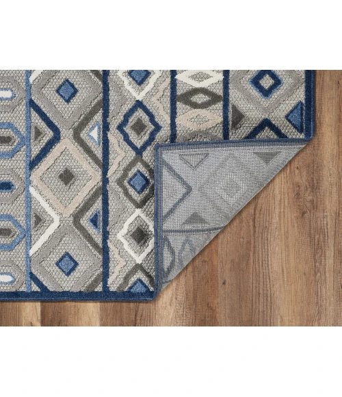 Kas Calla 6921 Grey/Blue Aztec Area Rug 6'7" x 9'