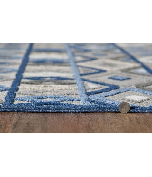 Kas Calla 6921 Grey/Blue Aztec Area Rug 6'7" x 9'