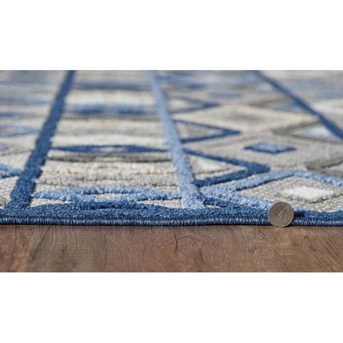 Kas Calla 6921 Grey/Blue Aztec Area Rug 7'10" x 9'10"