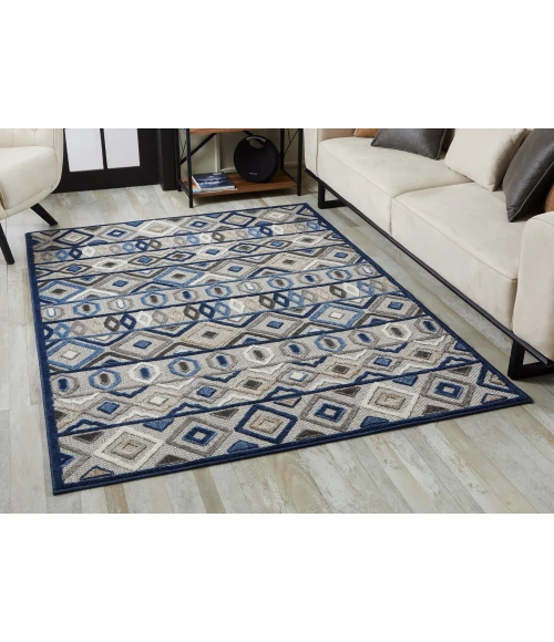 Kas Calla 6921 Grey/Blue Aztec Area Rug 6'7" x 9'