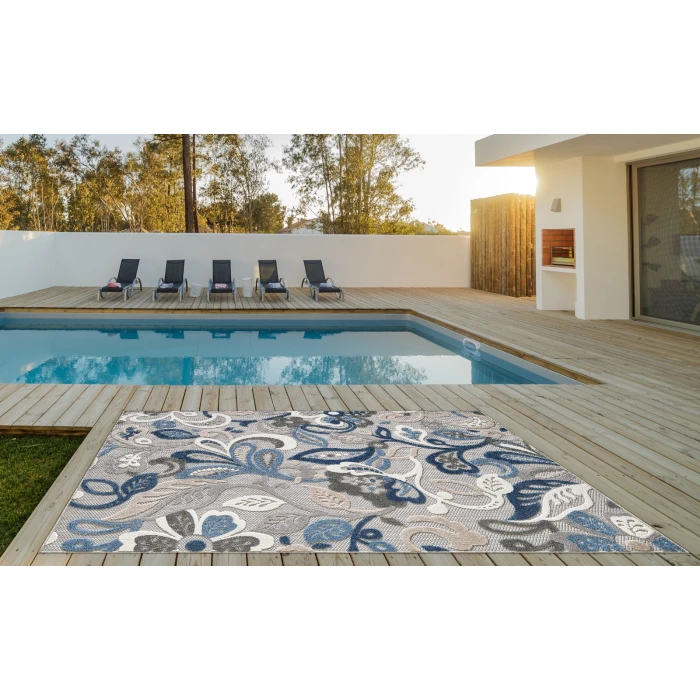 Kas Calla 6922 Grey/Blue Leila Area Rug 2'2" x 4'