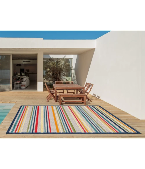 Kas Calla 6927 Ivory/Multi Stripes Area Rug 5'3" x 7'