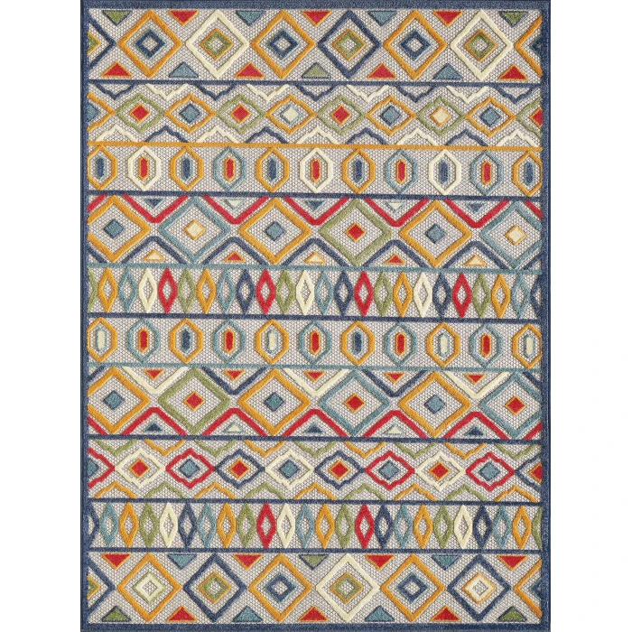 Kas Calla 6928 Ivory/Multi Aztec Area Rug 5'3" x 7'