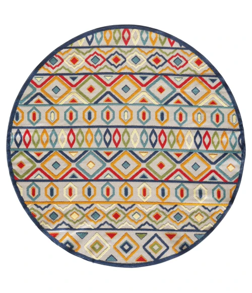 Kas Calla 6928 Ivory/Multi Aztec Area Rug 6'7" x 9'