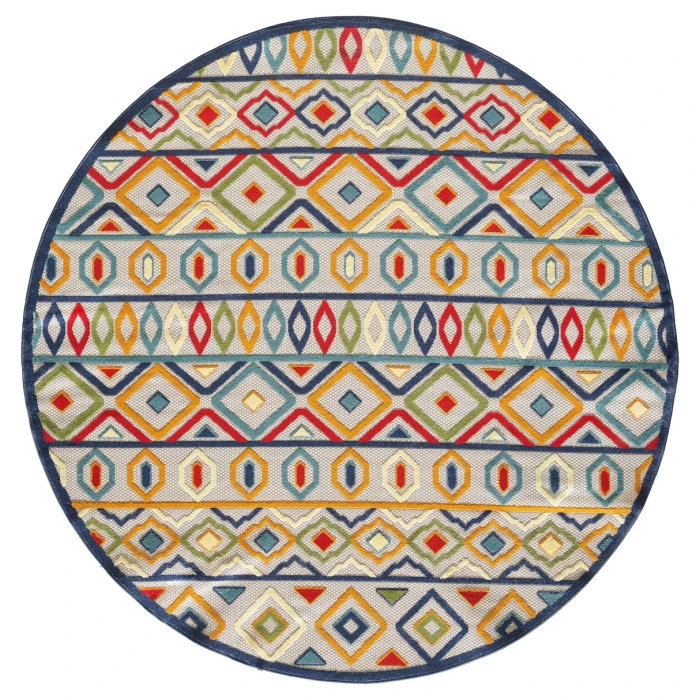 Kas Calla 6928 Ivory/Multi Aztec Area Rug 5'3" x 7'