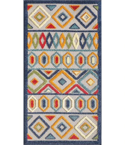 Kas Calla 6928 Ivory/Multi Aztec Area Rug 6'7" x 9'