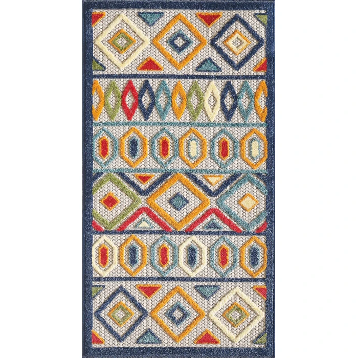 Kas Calla 6928 Ivory/Multi Aztec Area Rug 5'3" x 7'