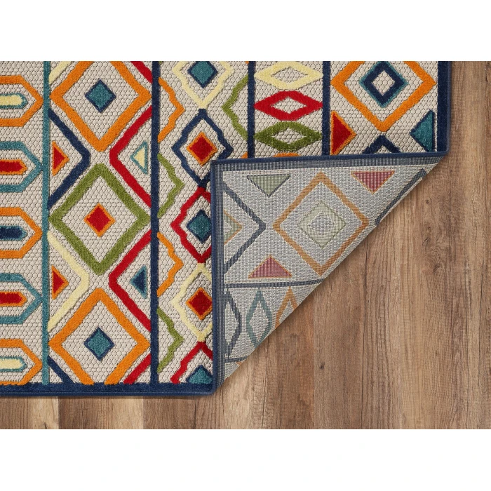 Kas Calla 6928 Ivory/Multi Aztec Area Rug 5'3" x 7'