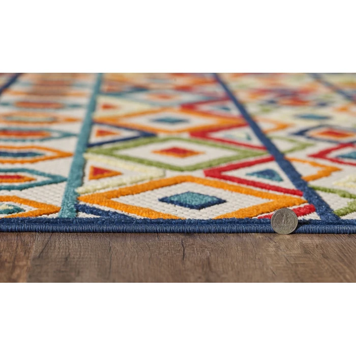 Kas Calla 6928 Ivory/Multi Aztec Area Rug 5'3" x 7'