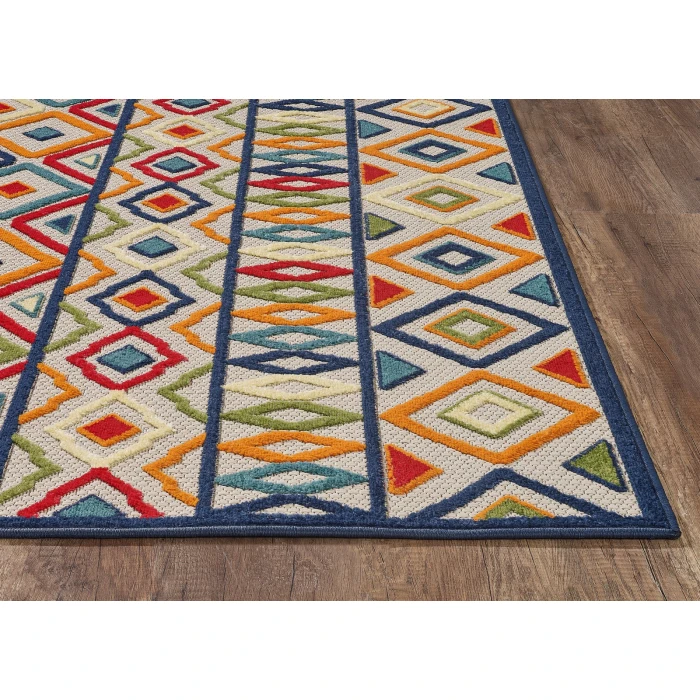 Kas Calla 6928 Ivory/Multi Aztec Area Rug 5'3" x 7'