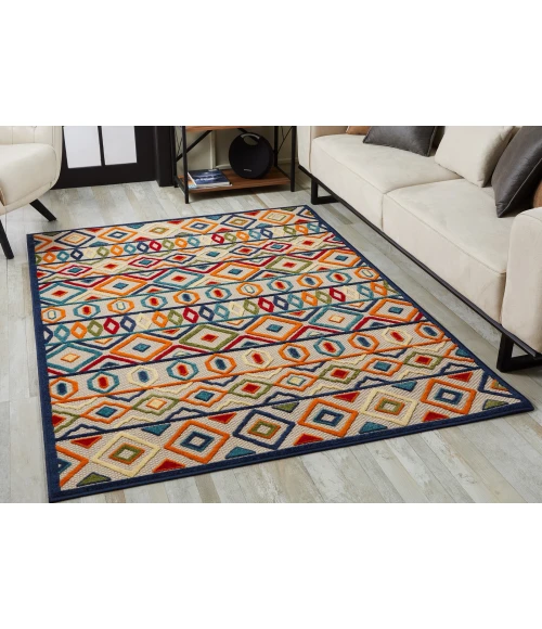 Kas Calla 6928 Ivory/Multi Aztec Area Rug 6'7" x 9'