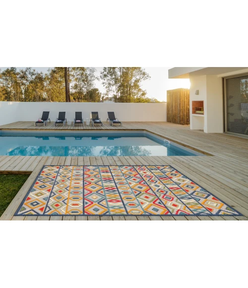 Kas Calla 6928 Ivory/Multi Aztec Area Rug 6'7" x 9'