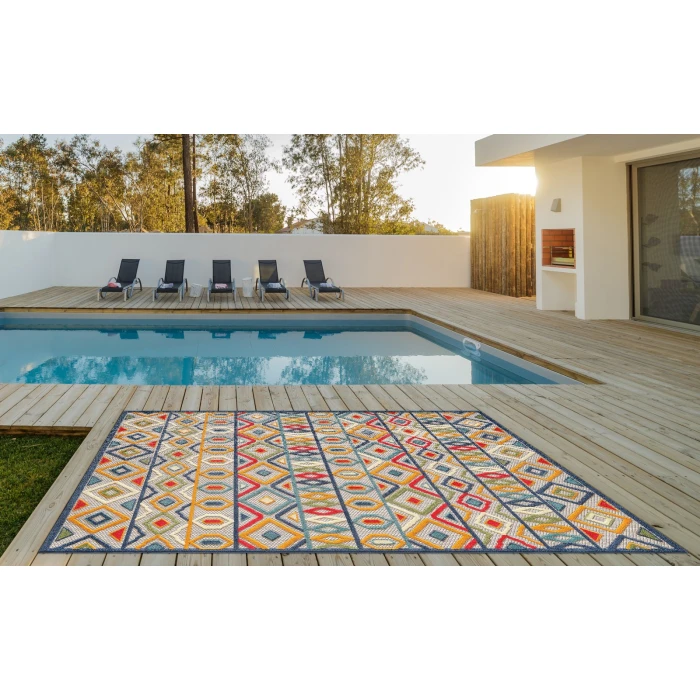 Kas Calla 6928 Ivory/Multi Aztec Area Rug 5'3" x 7'