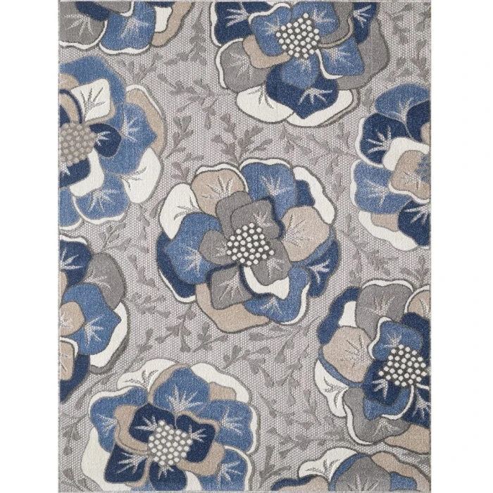 Kas Calla 6935 Grey/Blue Flora Area Rug