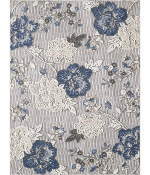 Kas Calla 6938 Grey/Blue Floral Vine Area Rug