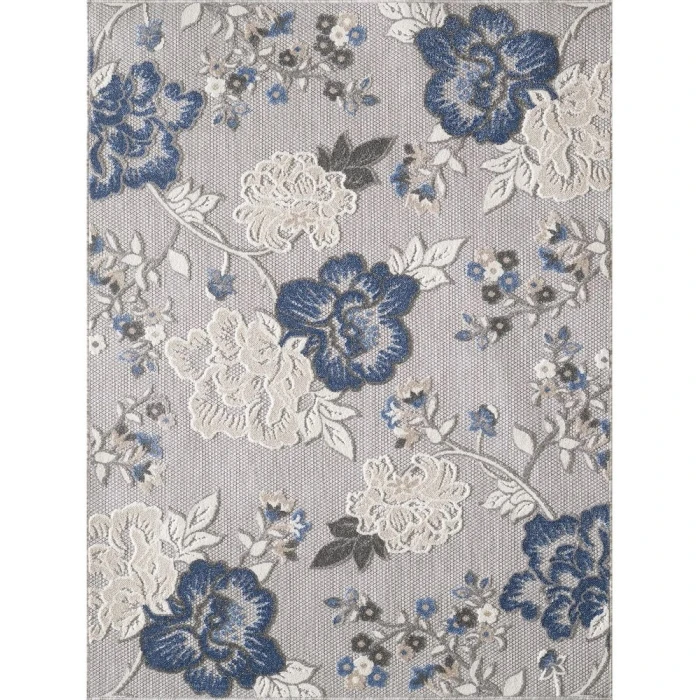 Kas Calla 6938 Grey/Blue Floral Vine Area Rug