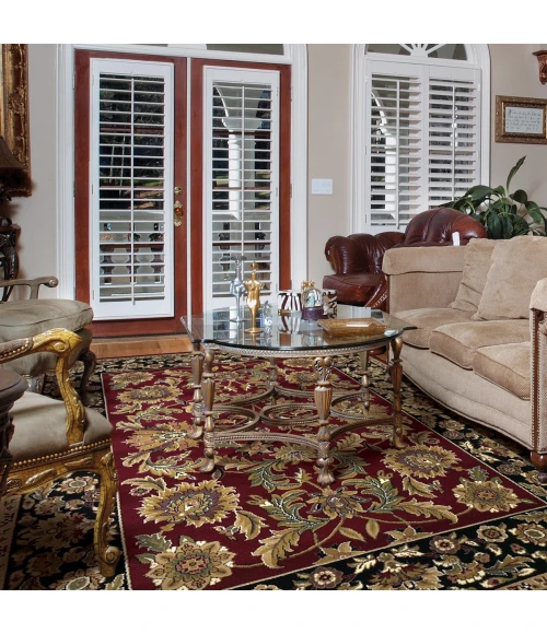 Kas Cambridge 7301 Red/Black Kashan Area Rug 3'3" x 4'11"