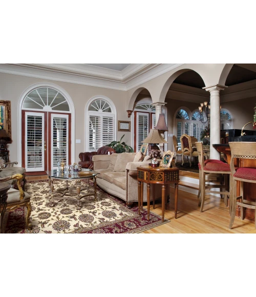 Kas Cambridge 7312 Ivory/Red Kashan Area Rug 7'7" Round