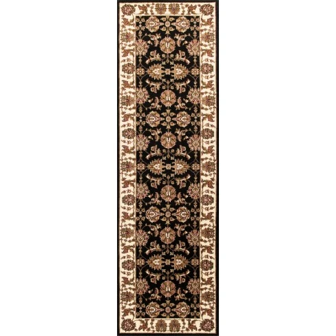 Kas Cambridge 7313 Black/Ivory Kashan Area Rug 2'2" x 7'11" Runner