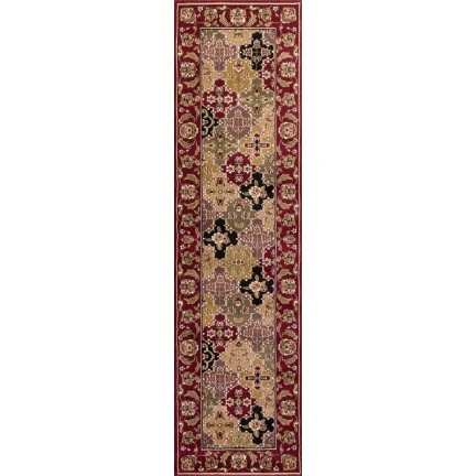 Kas Cambridge 7325 Red Kashan Panel Area Rug 2'2" x 7'11" Runner