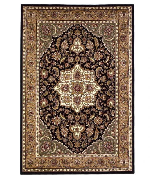 Kas Cambridge 7327 Black/Beige Kashan Medallion Area Rug 3'3" x 4'11"