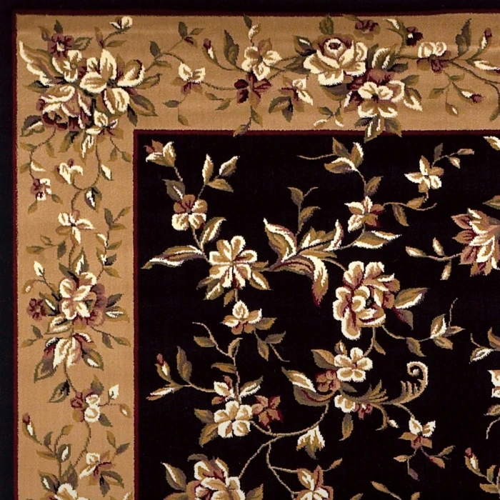 Kas Cambridge 7336 Black/Beige Floral Delight Area Rug 3'3" x 4'11"