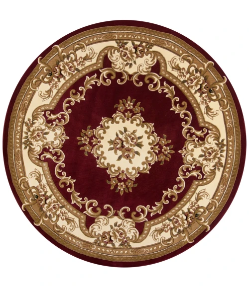 Kas Corinthian 5308 Red/Ivory Aubusson Area Rug 7'7" Round