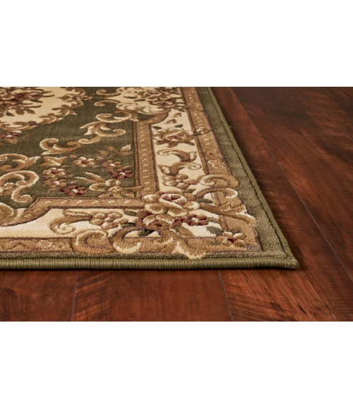 Kas Corinthian 5312 Green/Ivory Aubusson Area Rug 3'3" x 4'11"