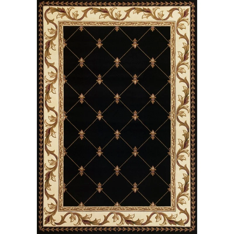 Kas Corinthian 5321 Black Fleur-De-Lis Area Rug 20" x 31"