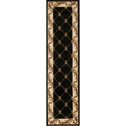 Kas Corinthian 5321 Black Fleur-De-Lis Area Rug 20" x 31"