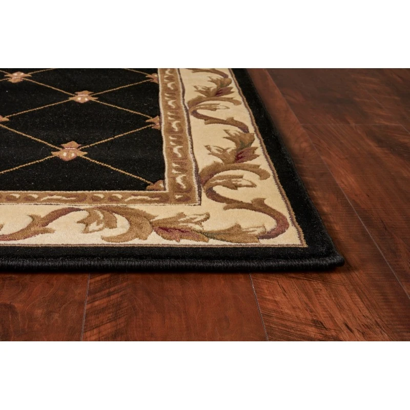Kas Corinthian 5321 Black Fleur-De-Lis Area Rug 20" x 31"