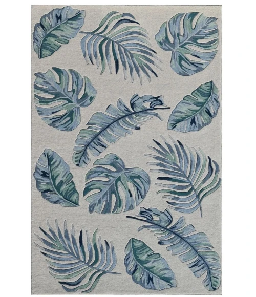 Kas Cove 3005 Ivory/Blue Leaves Area Rug