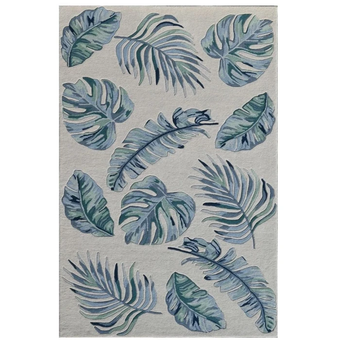 Kas Cove 3005 Ivory/Blue Leaves Area Rug