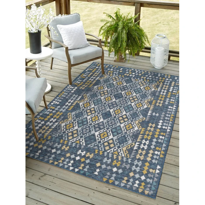 Kas Dahlia Blue 1402 6 ft. 7 in. X 9 ft. Rectangle Rug