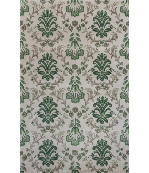 Kas Emerald 9038 Ivory/Green Damask 9'3" x 13'3"