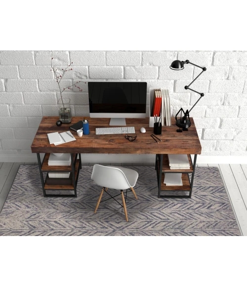 Kas Gramercy 1611 Blue Heather Herringbone Area Rug 9' x 12'