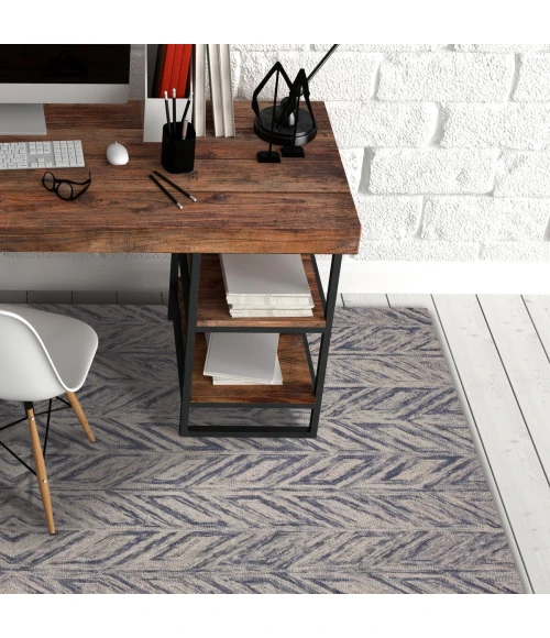 Kas Gramercy 1611 Blue Heather Herringbone Area Rug 9' x 12'